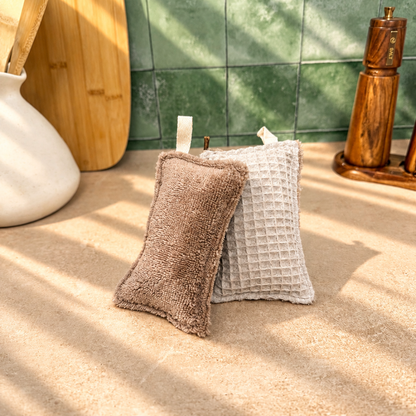 Éponge lavable coton et bambou lot de 2 | Fabriquée en Suisse