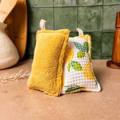 Éponge lavable coton et bambou lot de 2 | Fabriquée en Suisse