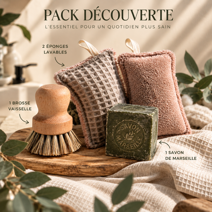 Éponge lavable coton et bambou lot de 2 | Fabriquée en Suisse