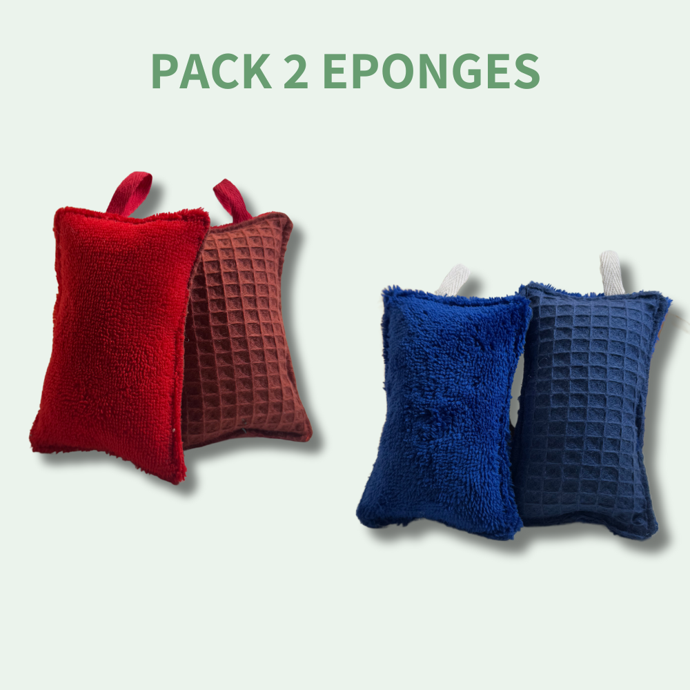Éponge lavable coton et bambou — Lot de 2 | Fabriquée en Suisse