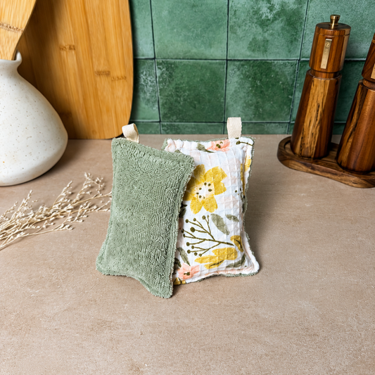 Éponge lavable coton et bambou lot de 2 | Fabriquée en Suisse