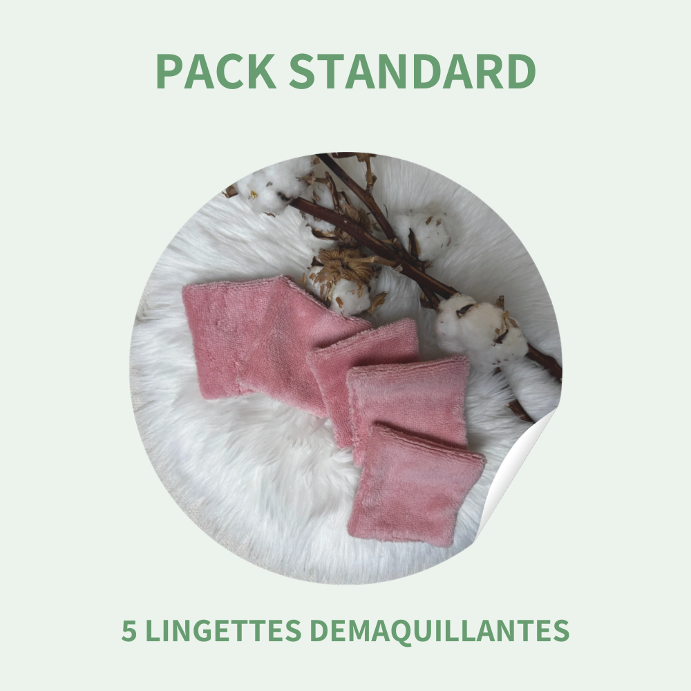 Lot de 5 Lingettes démaquillantes lavable double face Bambou