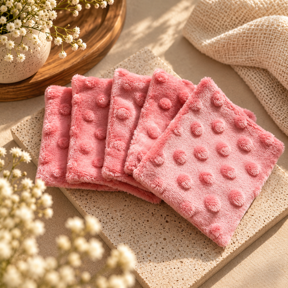 Lingette démaquillante coton minky ultra-douce — Lot de 5