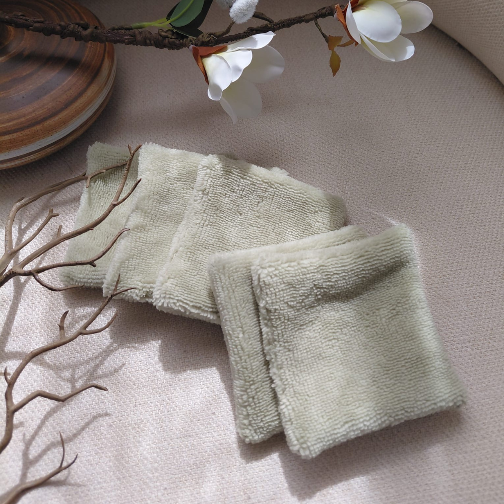 Lot de 5 Lingettes démaquillantes lavable double face Bambou